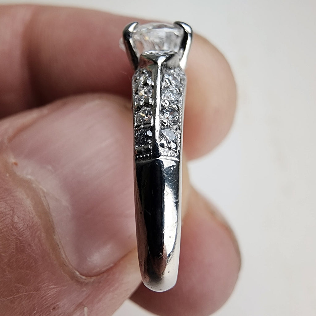 Vintage .900 Platinum Natural Diamond Wedding Set 1.00ct Center Stone 8.2g