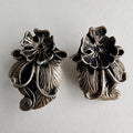 Native Scrolling Flower Stud Earrings in Sterling Silver 925
