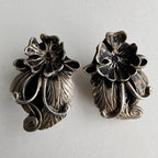 Native Scrolling Flower Stud Earrings in Sterling Silver 925
