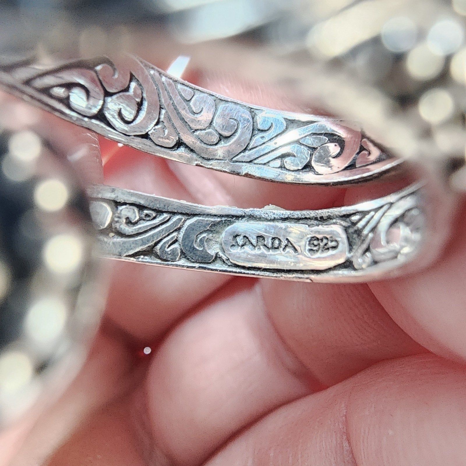 Designer Topaz Double Bypass Ring Size 7 by Sarda Sterling Silver 925 Retired