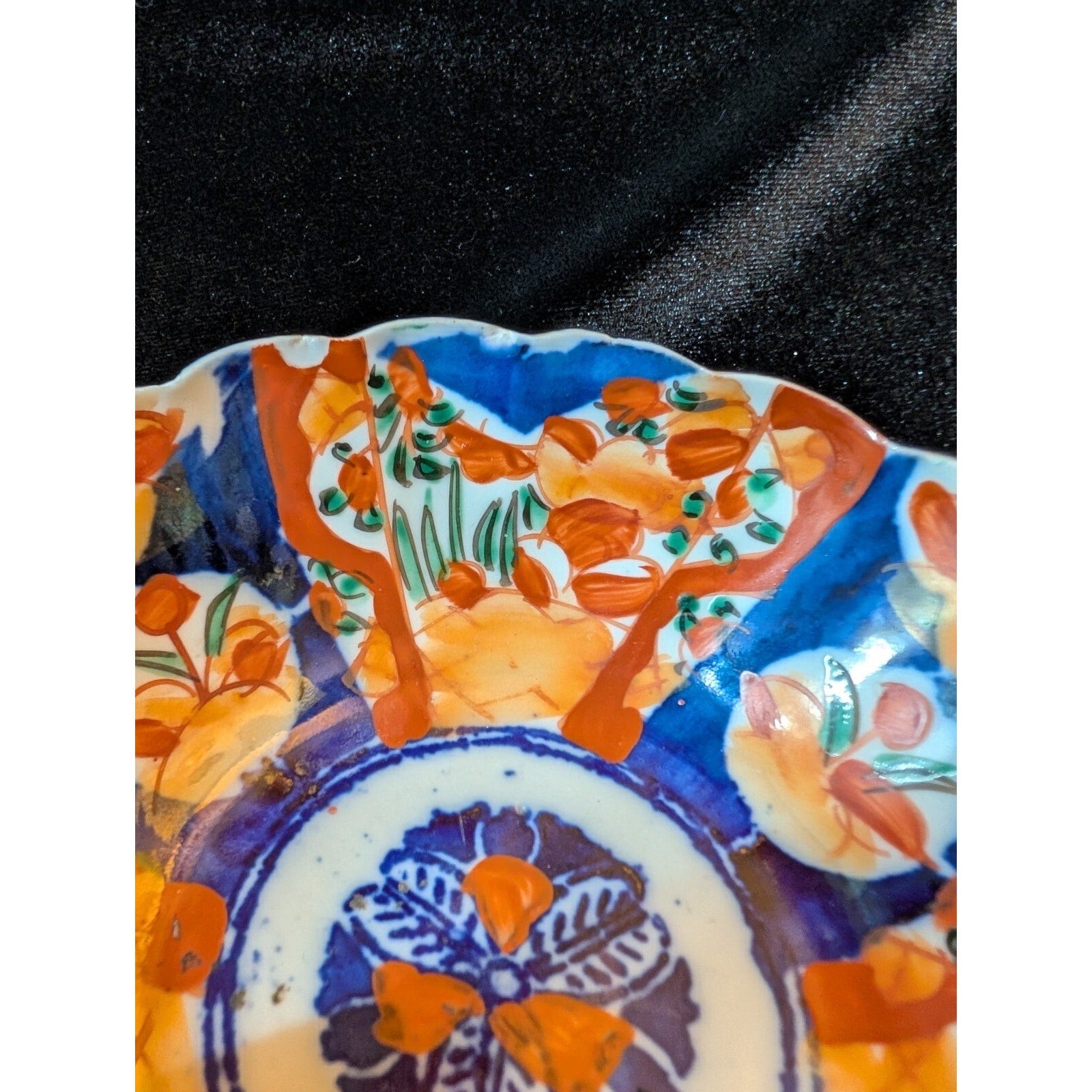 Antique JAPANESE Porcelain 7" Bowl Cobalt Blue & Red Imari