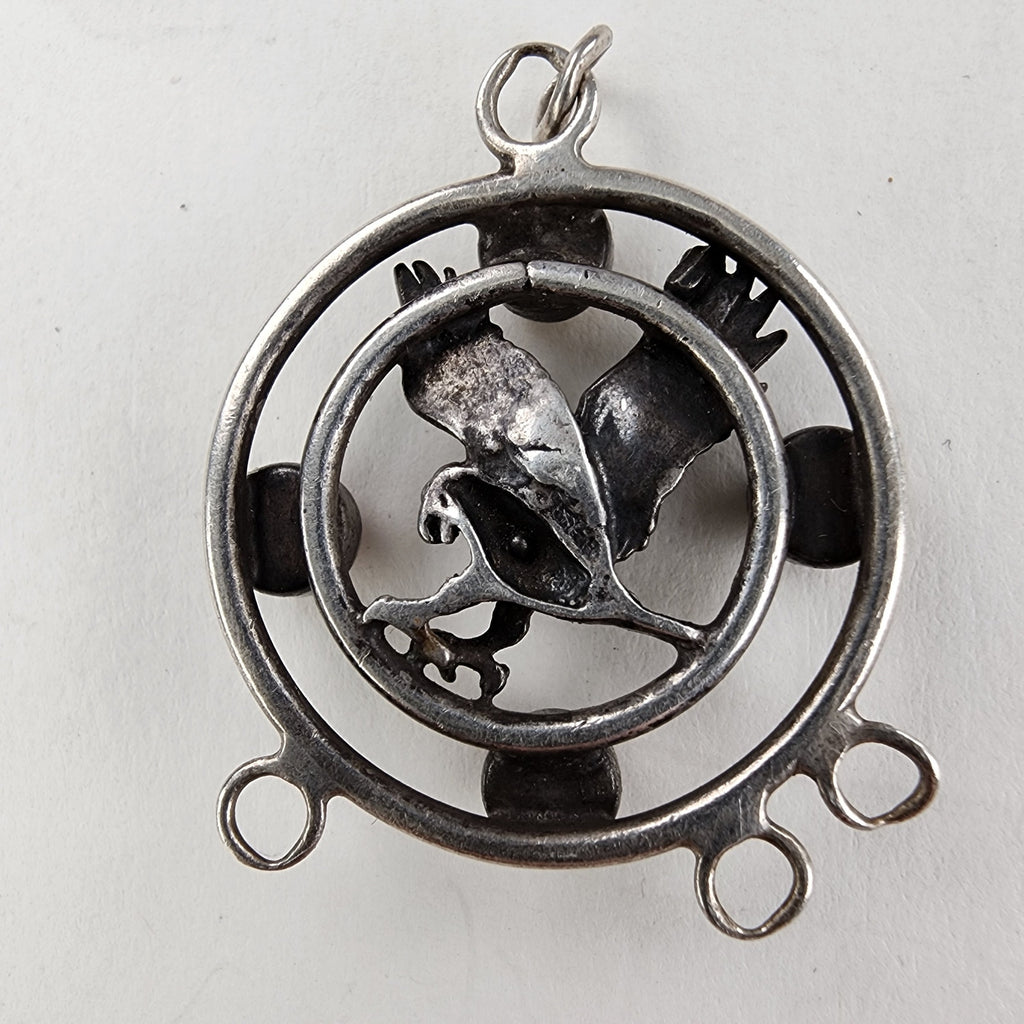 Vintage Eagle Tigers Eye Cabochon Sterling Silver 925 Pendant