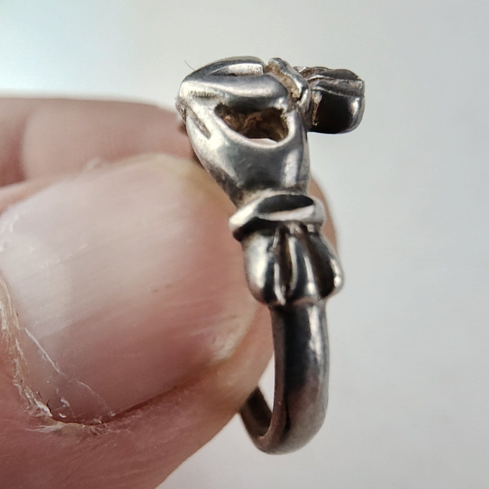 Irish Claddagh Diamond Cut Ring Size 6 1/2 Sterling Silver 925 Vintage