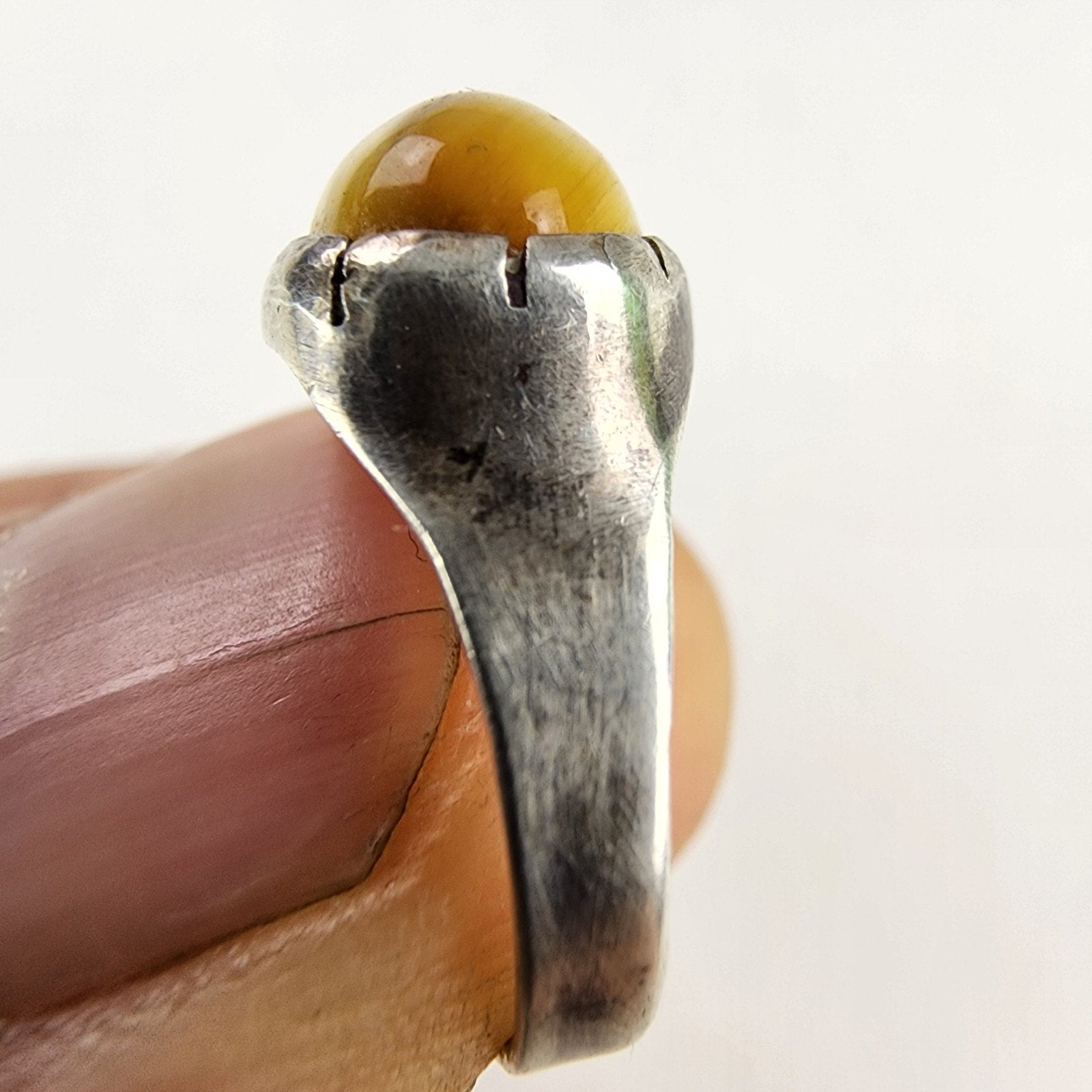 Native Tigers Eye Ring Size 5 3/4 Sterling Silver 925 Vintage