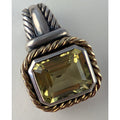 14K Yellow Gold PERIDOT Sterling Silver 925 Emerald Cut Vintage 5ct Pendant
