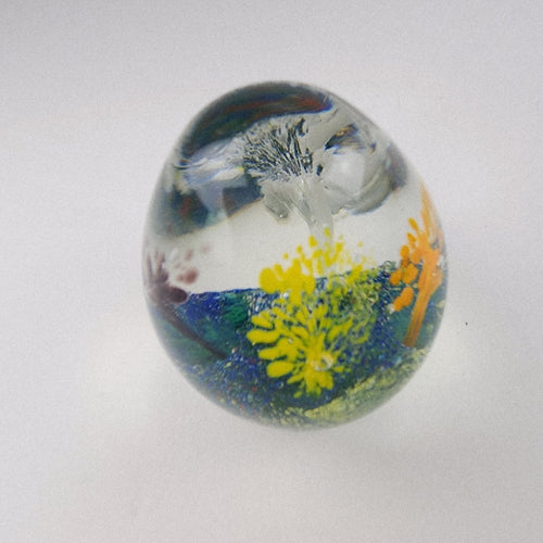2 1/2" Tree Landscape Art Glass Paperweight Vintage Hand Blown Borosilicate