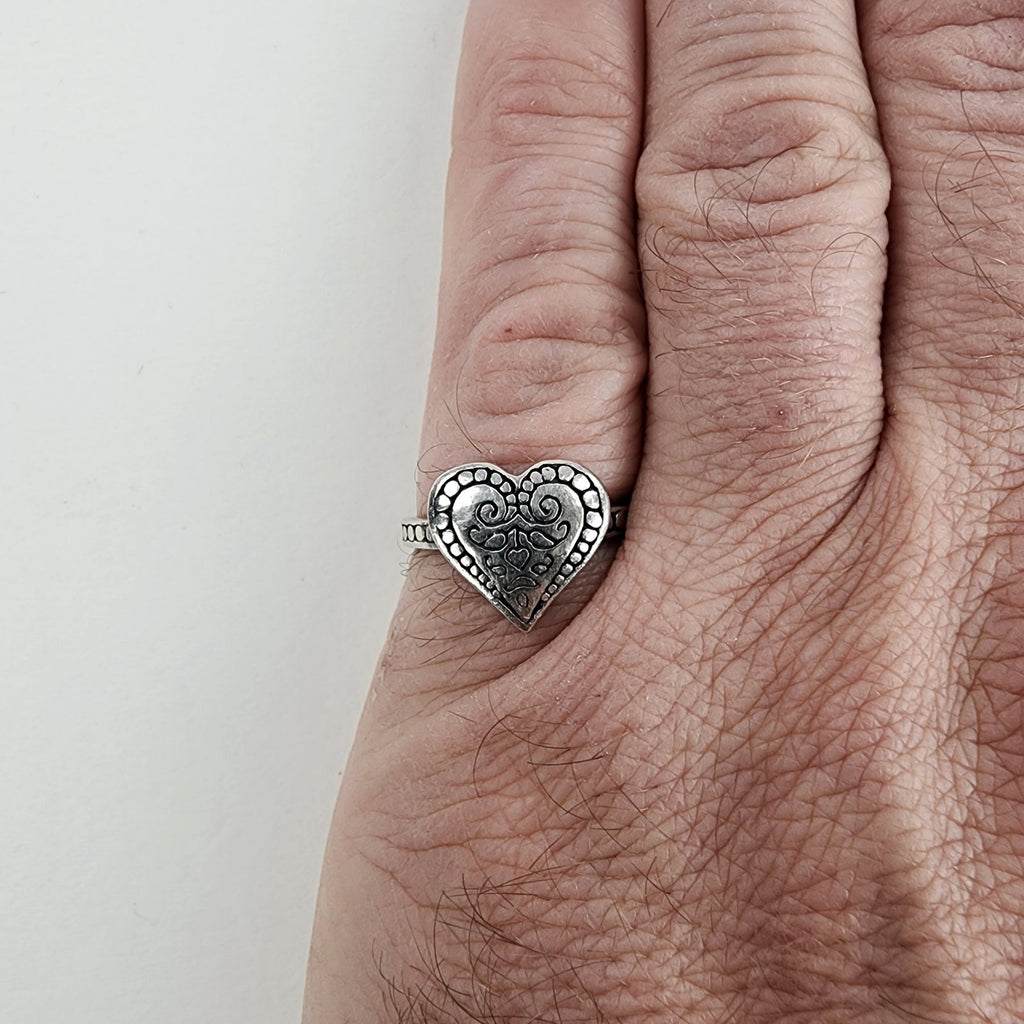 Retired Brighton Ophelia French Quarter Heart Ring Size 7.5 Sterling Silver 925
