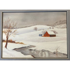 Watercolor Barn by Terry Peasley - Barn in Snow - MCM Winter Scene