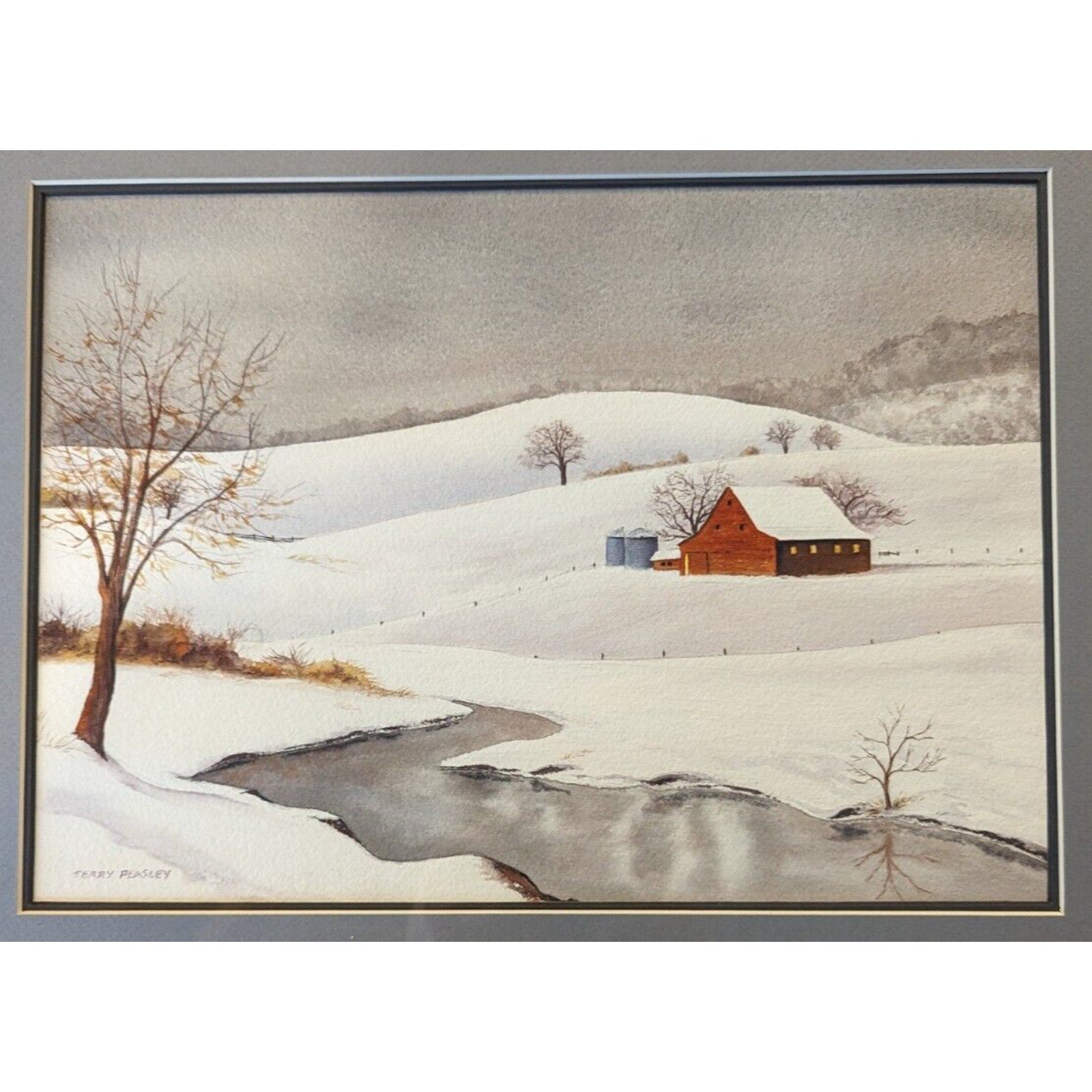 Watercolor Barn by Terry Peasley - Barn in Snow - MCM Winter Scene