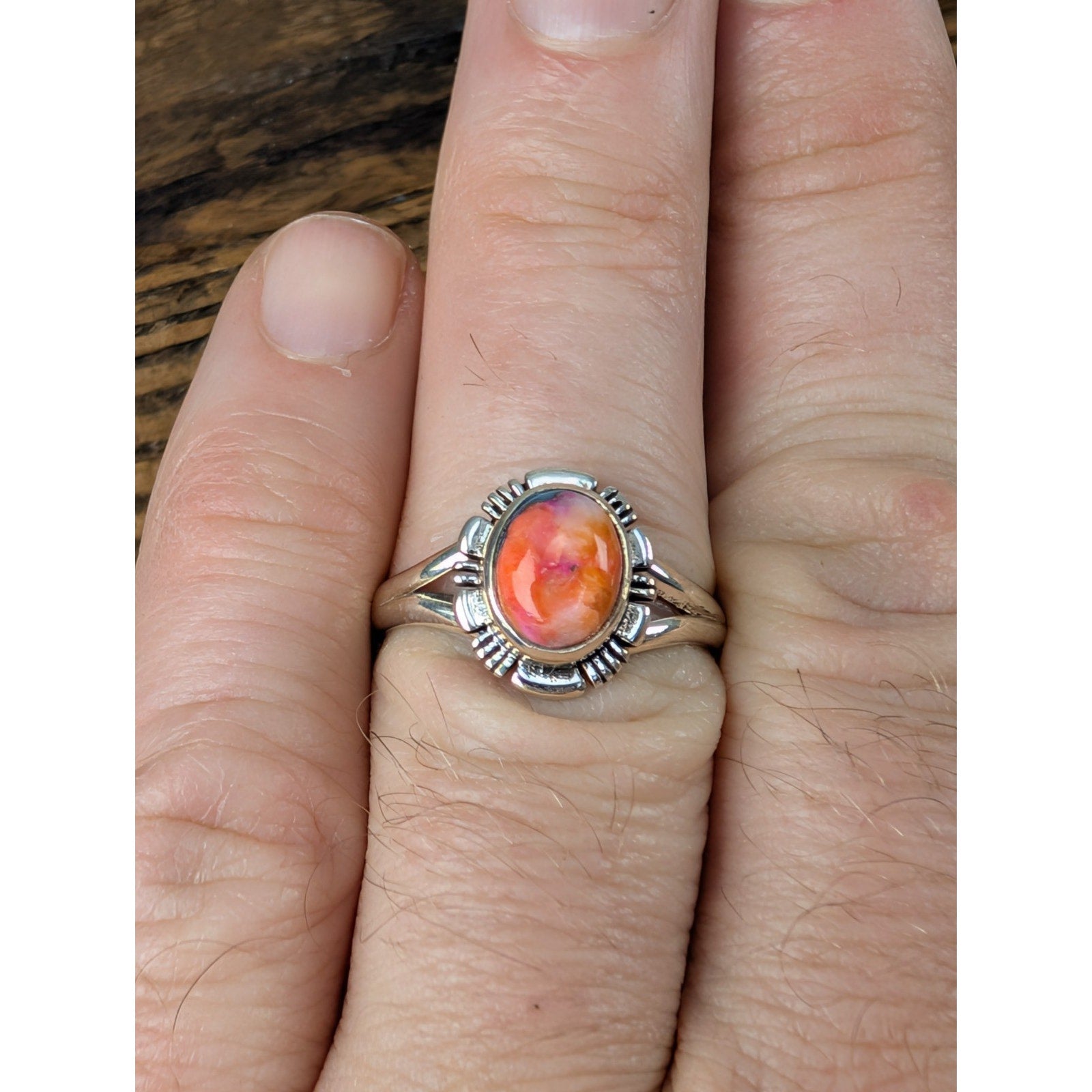 Southwestern Pink Dahlia Sterling Silver 925 Ring Size 10 New