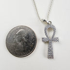 22" Moissanite Ankh Necklace Sterling Silver 925 New Iced Out