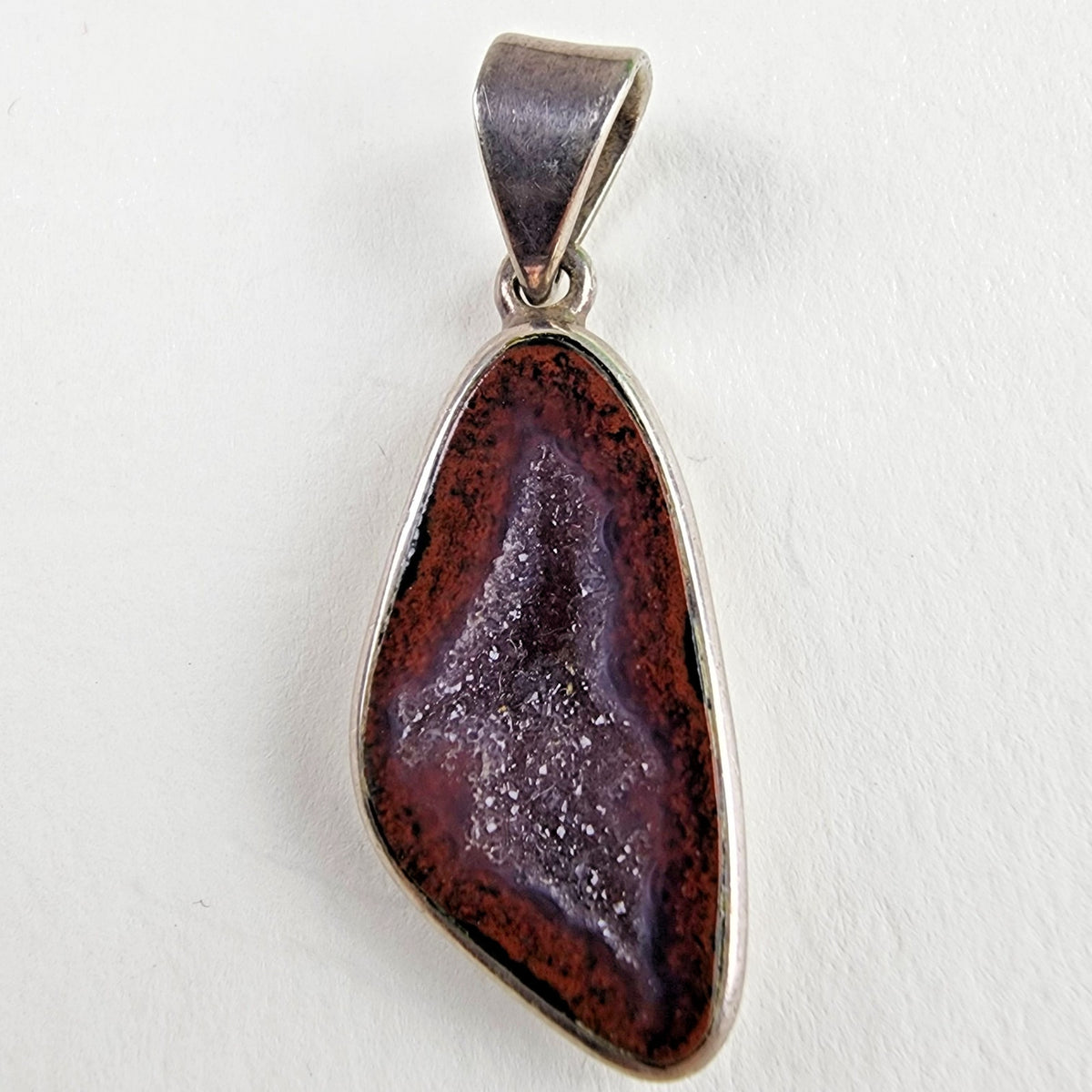 Natural Quartz Druzy Sterling Silver 925 Pendant Vintage