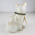 Hand Painted Fenton Glass Cat Signed Floral Decorated Iridescent Signed