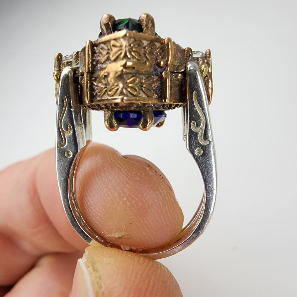 Sapphire Turkish Reversible Ring Size 6 Sterling Silver 925 Vintage