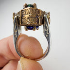 Sapphire Turkish Reversible Ring Size 6 Sterling Silver 925 Vintage