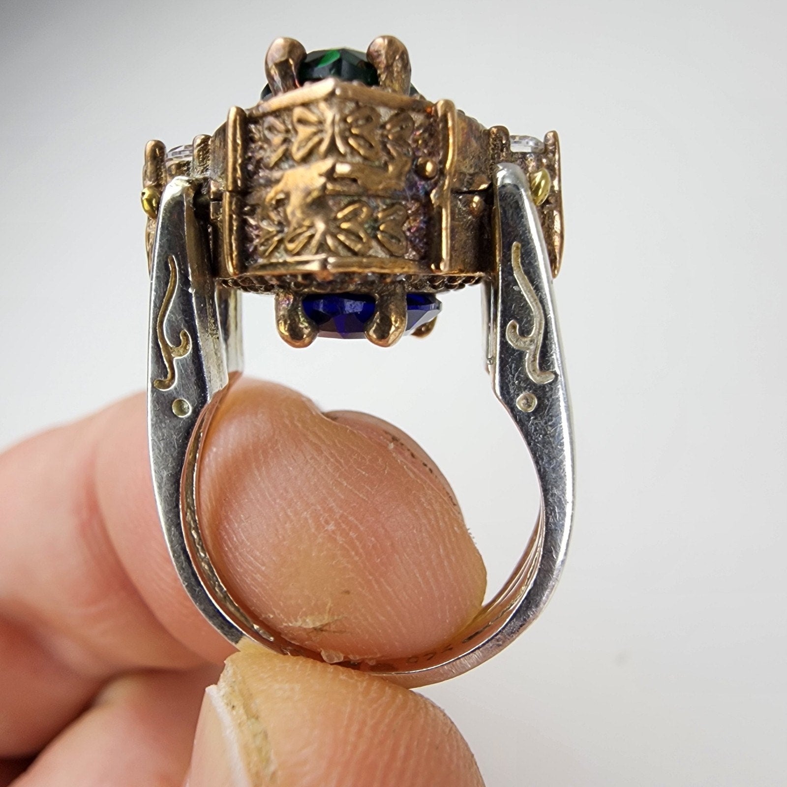 Sapphire Turkish Reversible Ring Size 6 Sterling Silver 925 Vintage