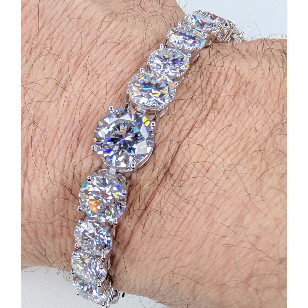 Moissanite Sterling Silver 925 Graduated Tennis Bracelet 8mm to 11mm 8.5" Length