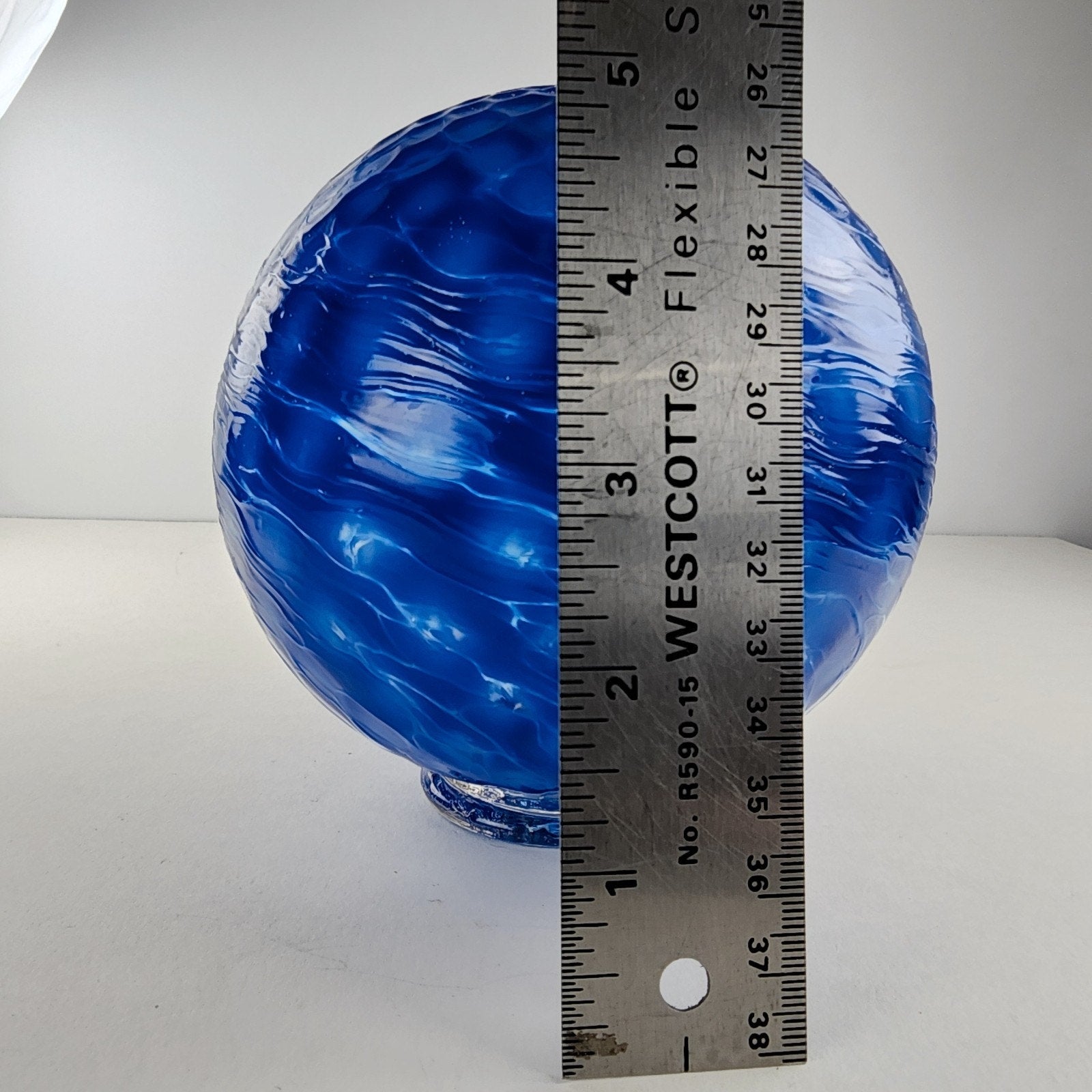 5" Hand Blown Blue Glass Float Cobalt Color with Stand