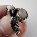 Running Bear Mother of Pearl Bypass Native Ring Size 4 1/2 Sterling Silver 925