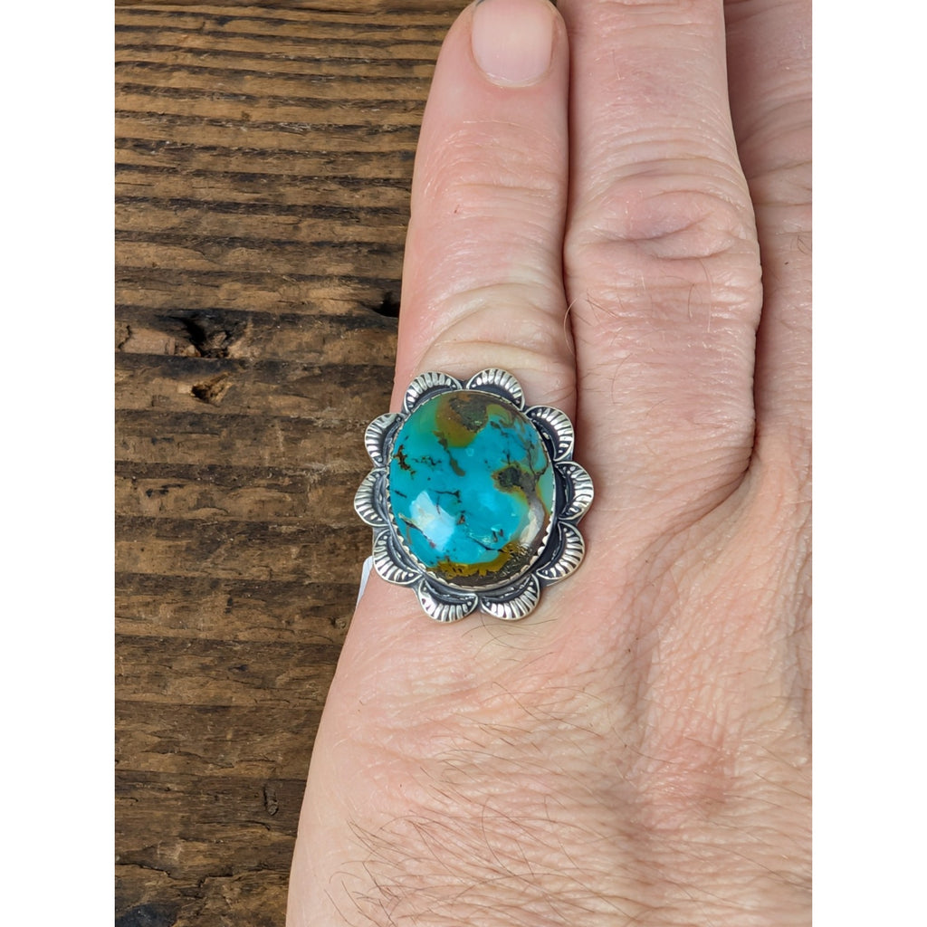 Southwestern Turquoise Sterling Silver 925 Ring Adjustable Size 6 to 11 New
