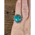 Southwestern Turquoise Sterling Silver 925 Ring Adjustable Size 6 to 11 New