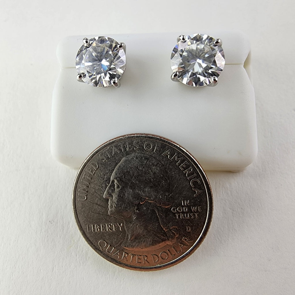 4.0ctw Round Cut Moissanite Stud Earrings Sterling Silver 925 VVS1 D Color