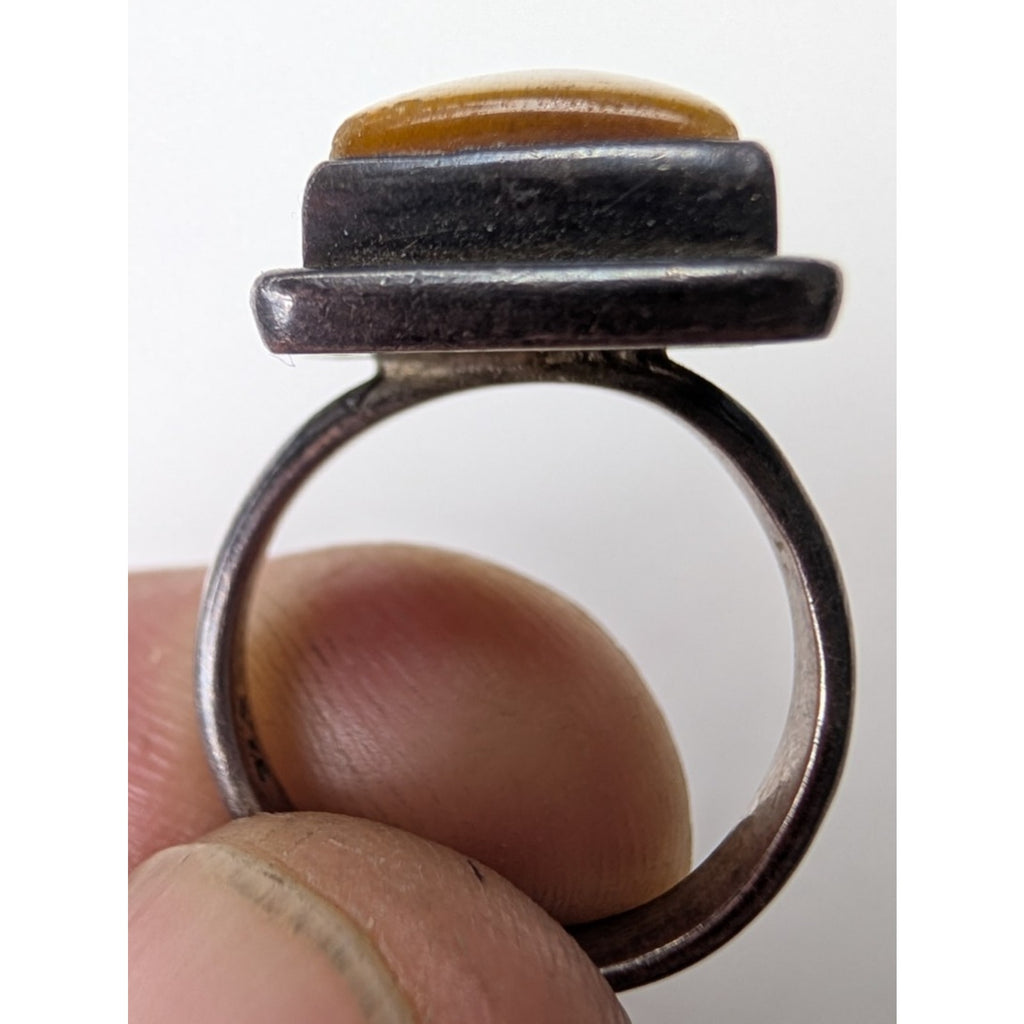 Tigers Eye Rectangle Sterling Silver 925 Ring Size 6 Vintage