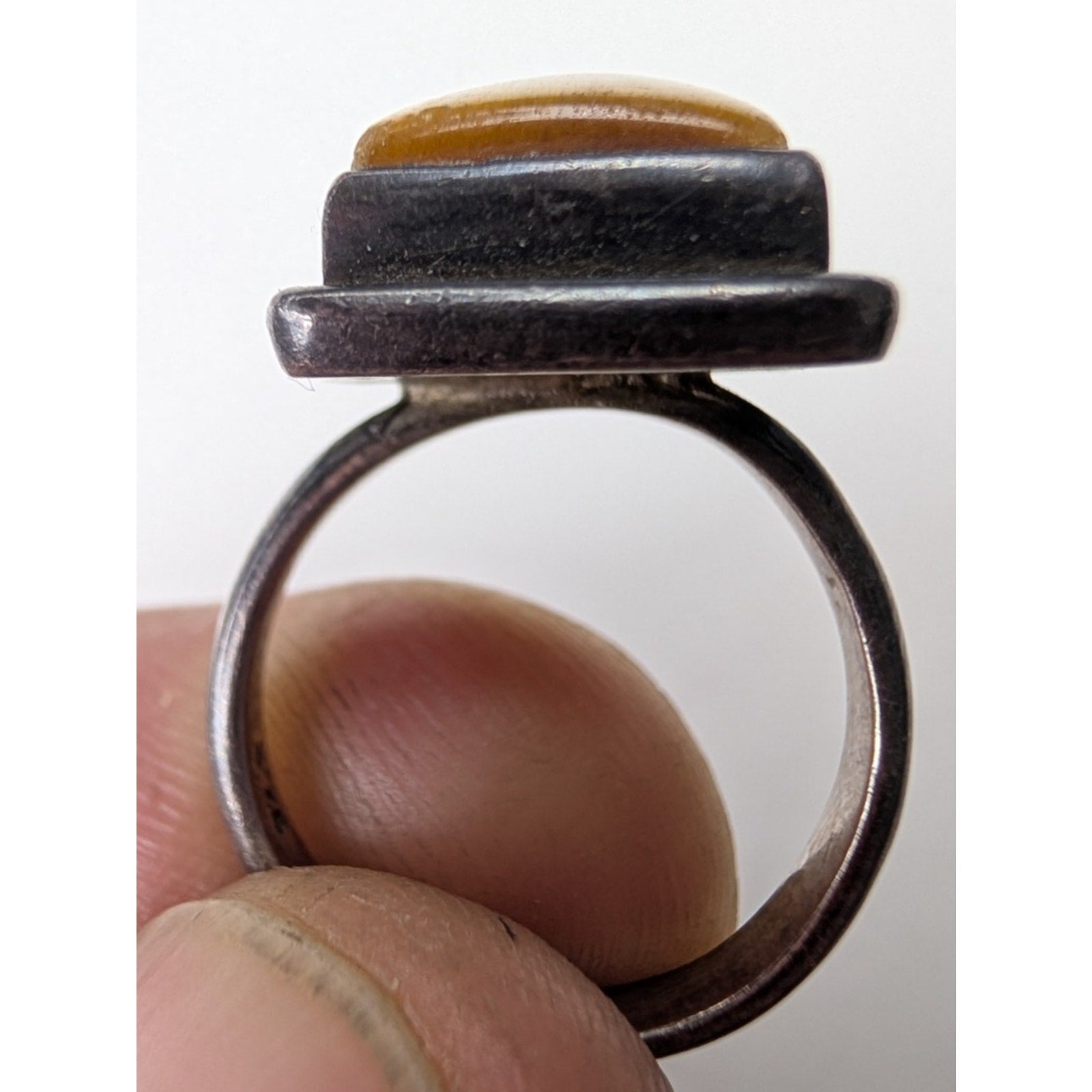 Tigers Eye Rectangle Sterling Silver 925 Ring Size 6 Vintage