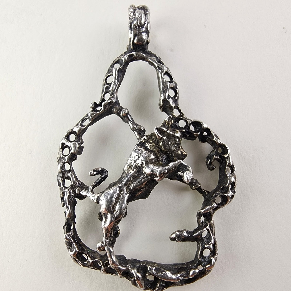Brutalist Taurus the Bull Zodiac Sign Sterling Silver 925 Pendant