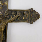 19th C European Baroque Bronze Crucifix Antique Relief Cross 7 1/2"