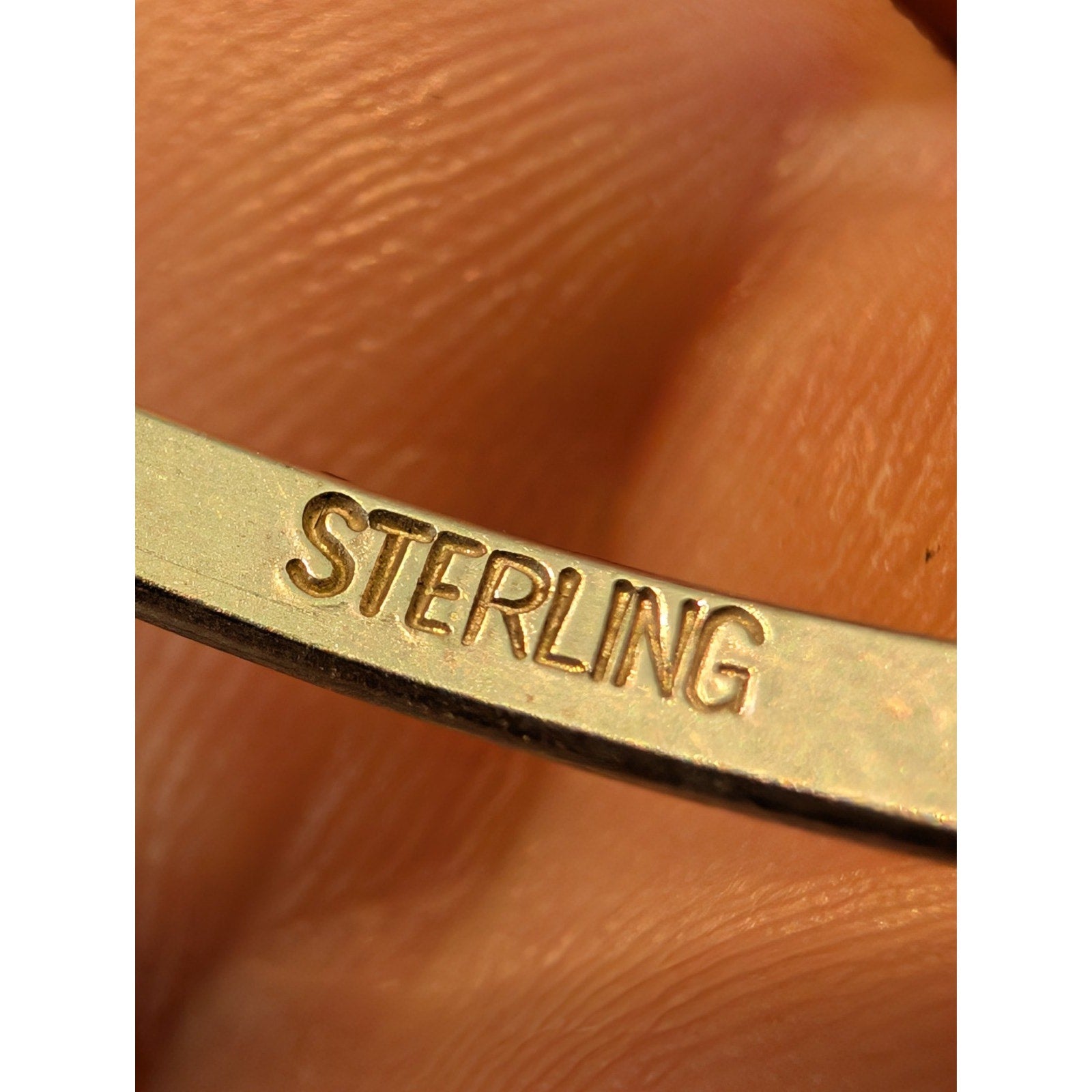 Vintage Diamond Cut Patterned Sterling Silver 925 Textured Bangle 2 1/2"