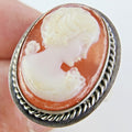 Cameo Ring Size 9 1/2 Sterling Silver 925 Vintage Hand Carved