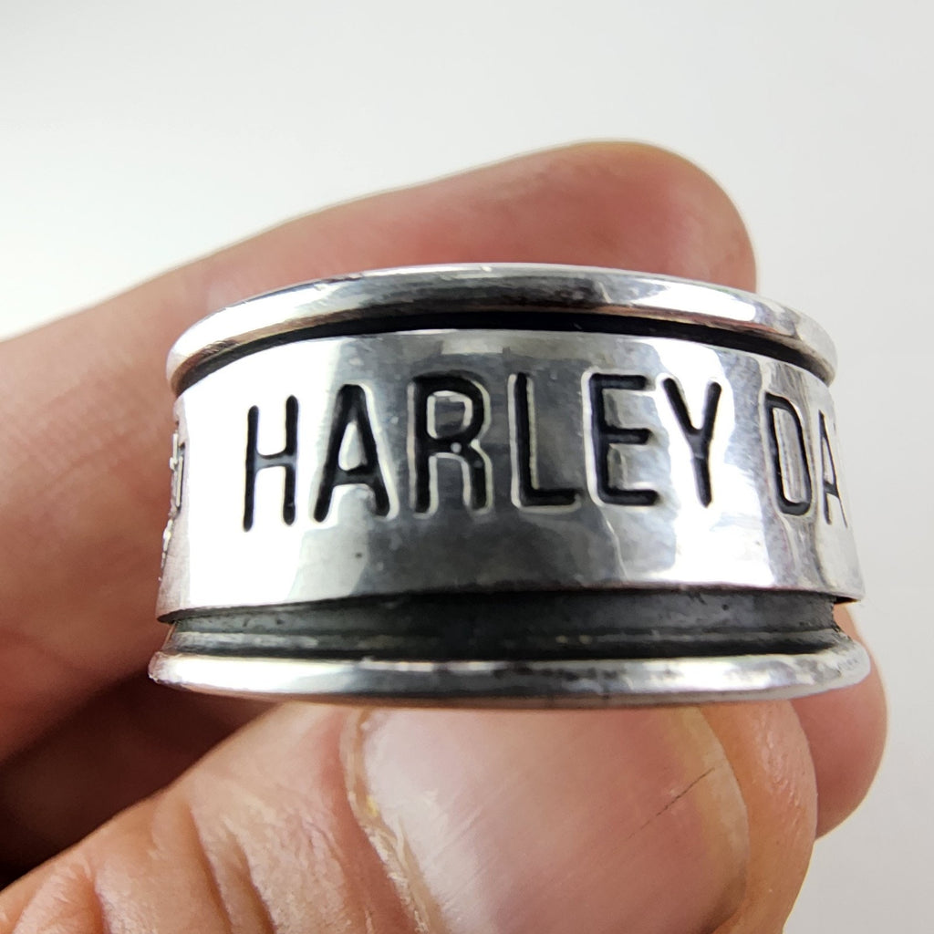 Harley Davidson Spinner Fidget Ring Size 13 1/2 Sterling Silver 925 Vintage