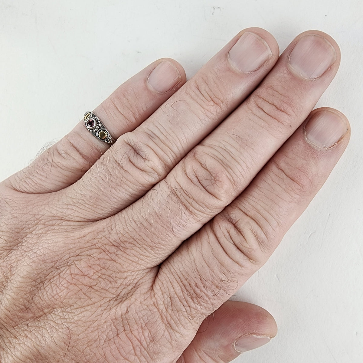 Vintage Amethyst Ring Size 5 1/4 in Sterling Silver 925 & Brass