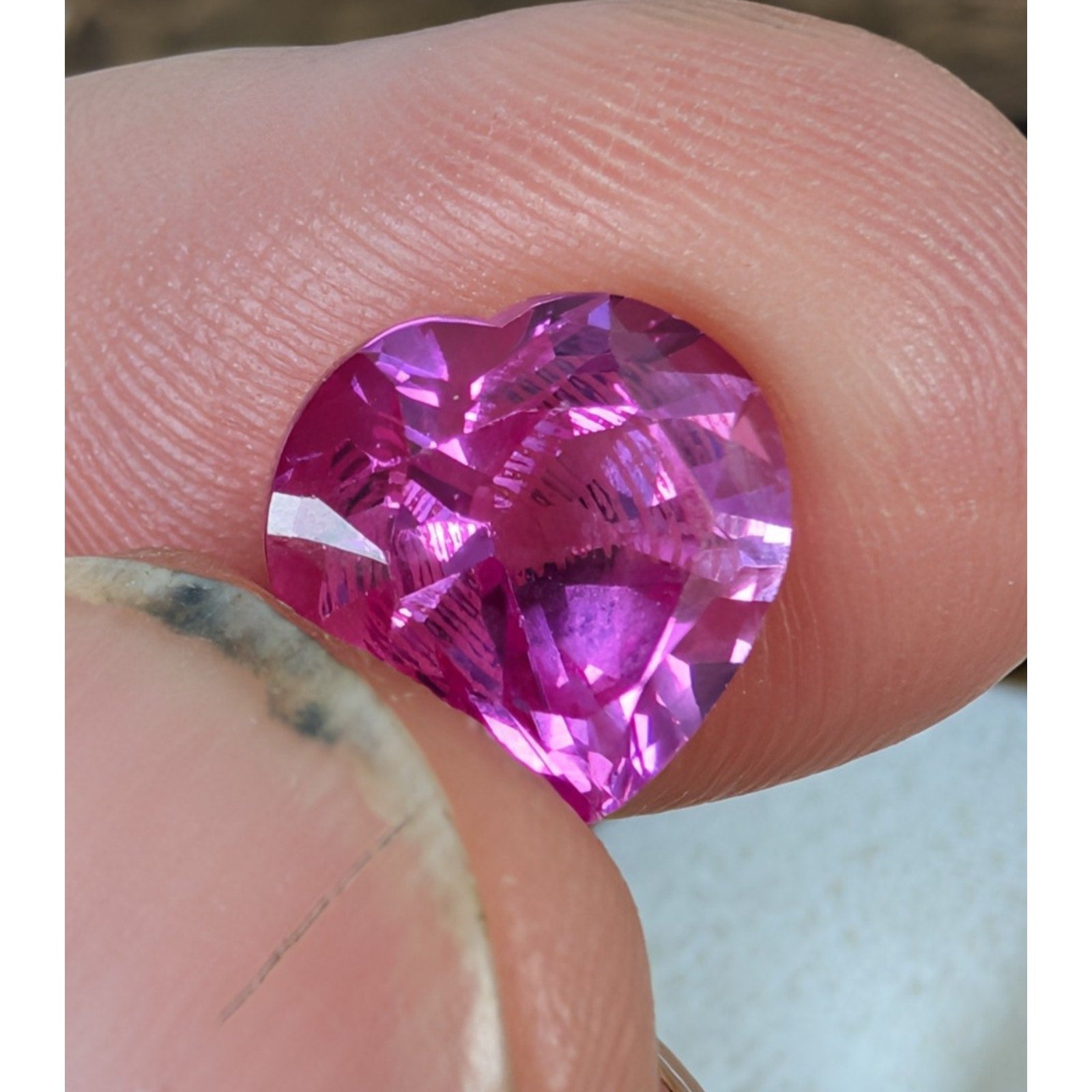 5.25ct Pink SAPPHIRE Heart Cut Lab Created 10mm x 10mm