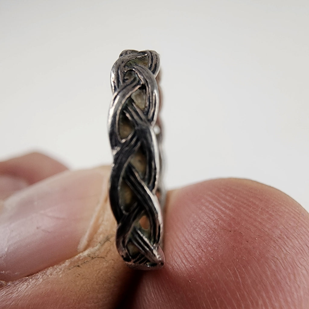 Vintage Braided Textured Band Ring Size 6 1/2 in Sterling Silver 925