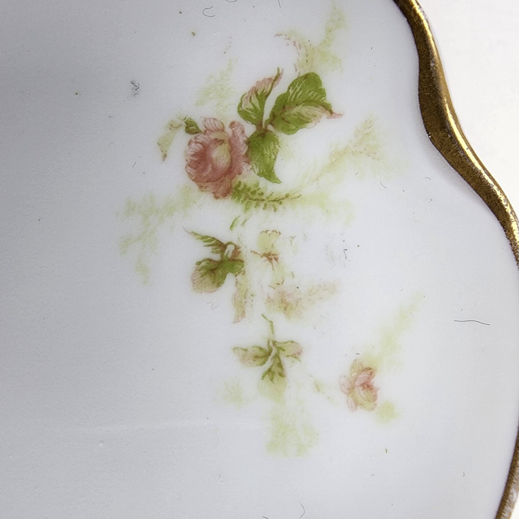 3" Porcelain Butter Pat Dish Pair Limoges France Hand Painted Vintage