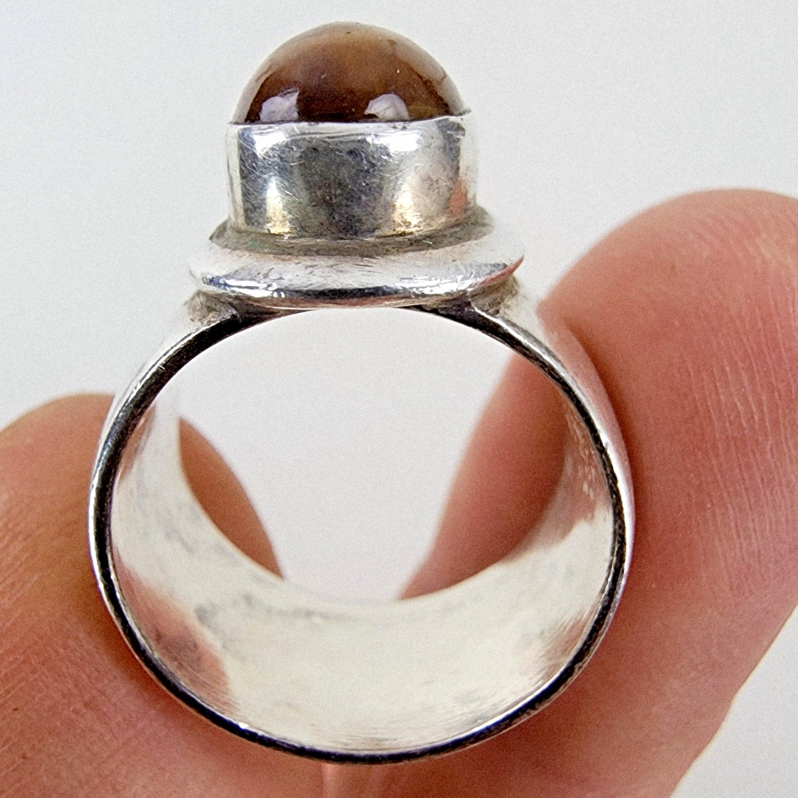 Tigers Eye Cabochon Ring Size 8 1/2 Sterling Silver 925 Vintage Southwestern