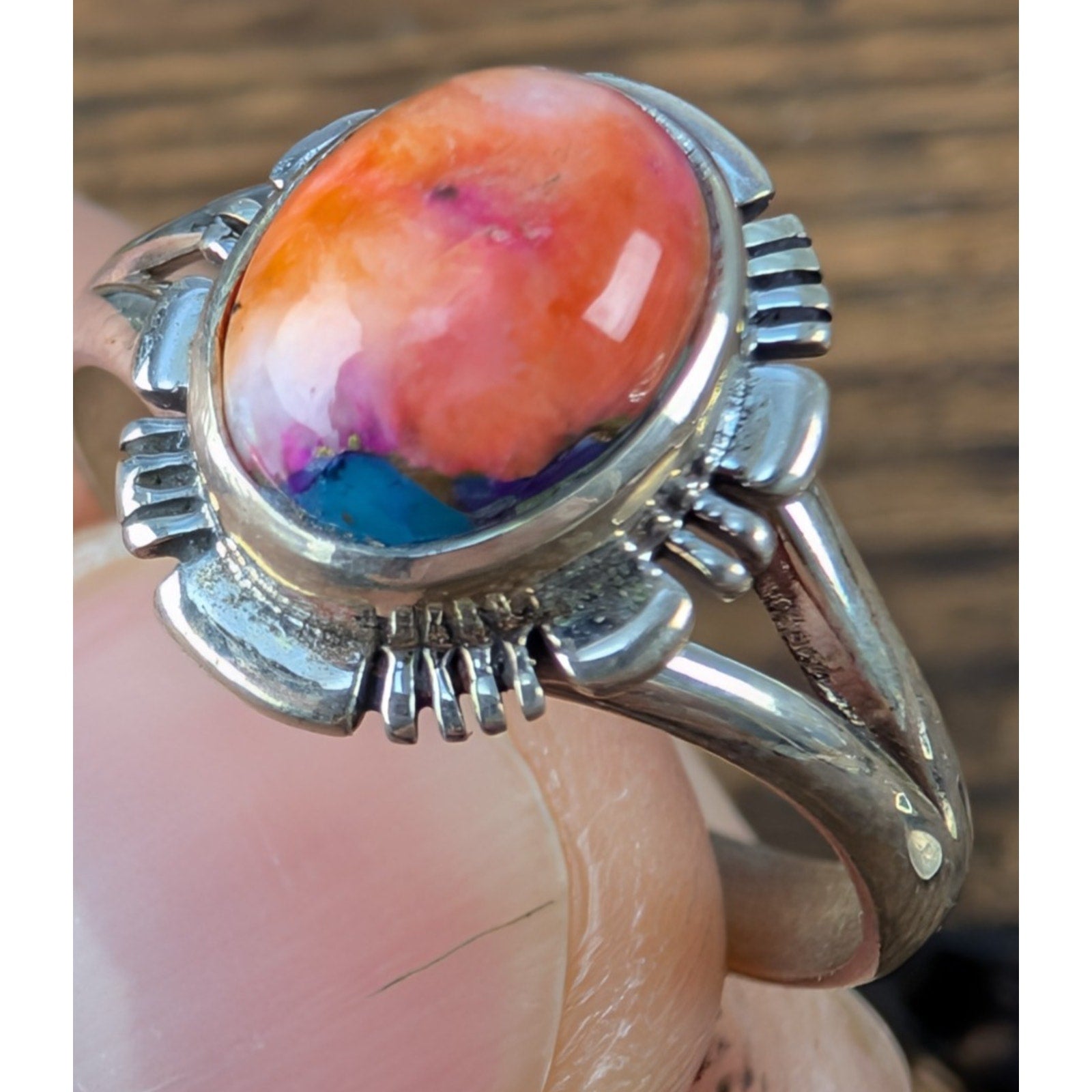 Southwestern Pink Dahlia Sterling Silver 925 Ring Size 10 New