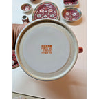 Chinese Famille Rose Mun Shou Porcelain Longevity 7 Piece Vanity Set MCM