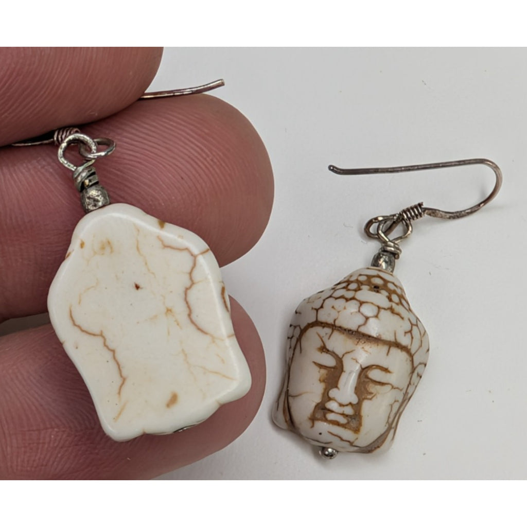 Buddha Head Sterling Silver 925 Dangle Earrings Vintage
