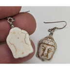 Buddha Head Sterling Silver 925 Dangle Earrings Vintage