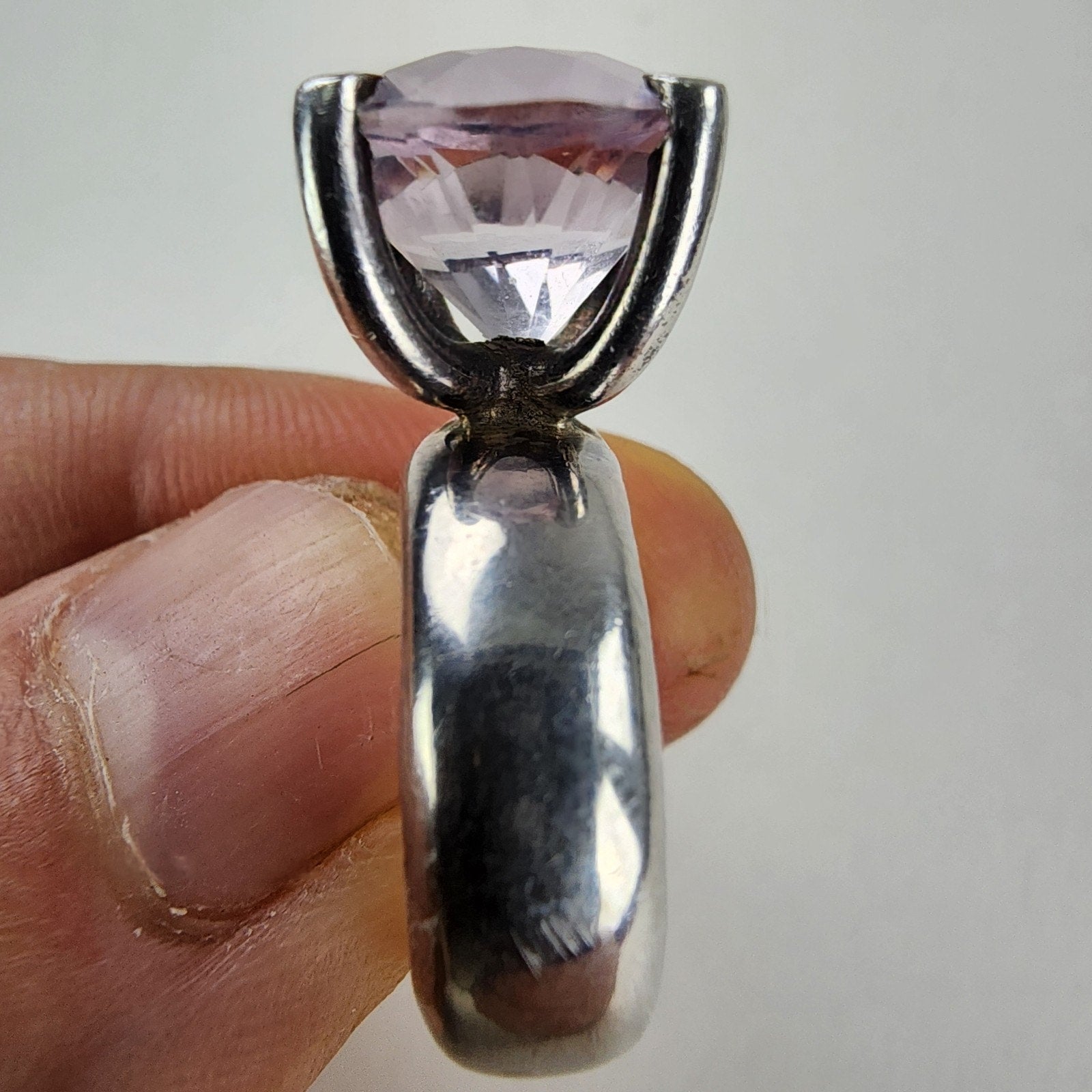 Pink Spinel Solitaire MH Designer High Set Ring Size 6 Sterling Silver 925