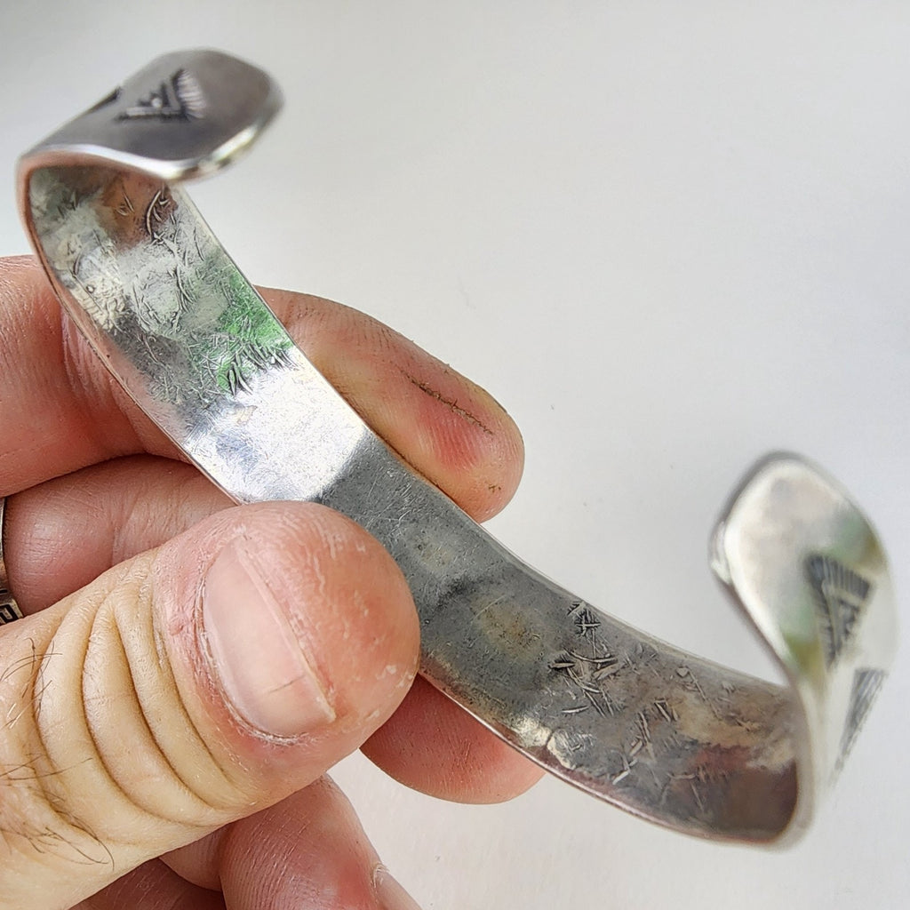 6 1/2" Fred Harvey Era Eagle Turquoise Sterling Silver 925 Cuff Bracelet Native
