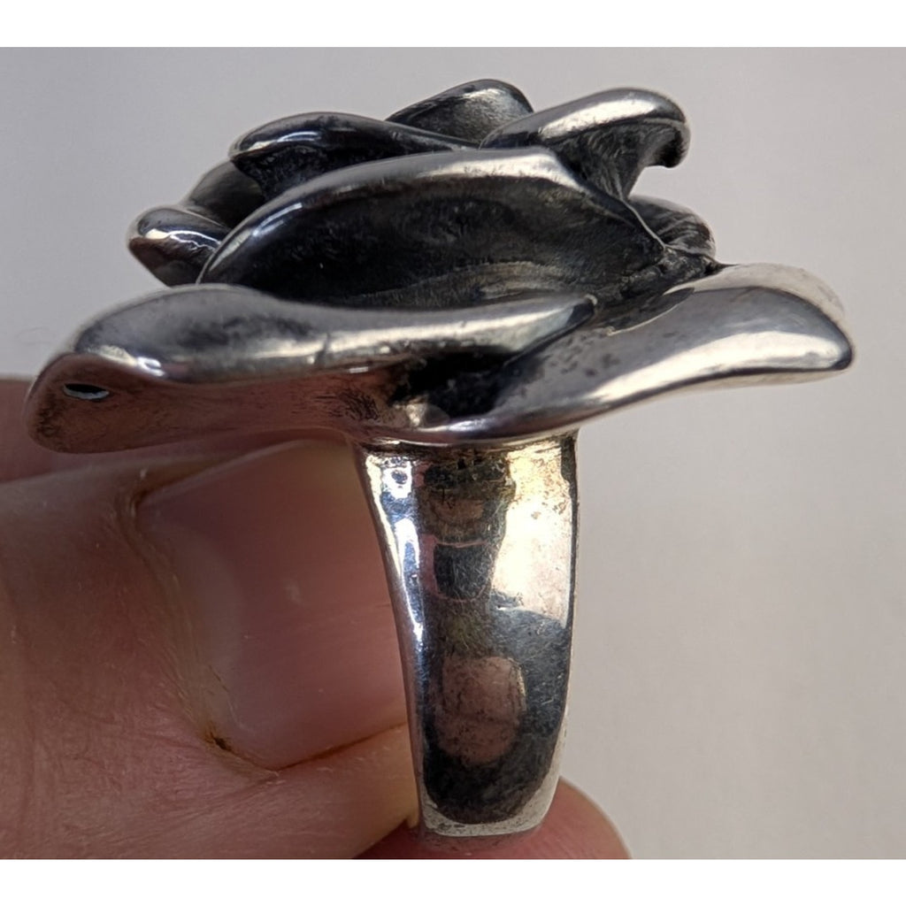 Electroform Flower Rose Sterling Silver 925 Designer Ring Size 7 1/4
