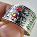 Dichroic Modernist Russian Ring Adjustable Size 8 1/2 Sterling Silver 875
