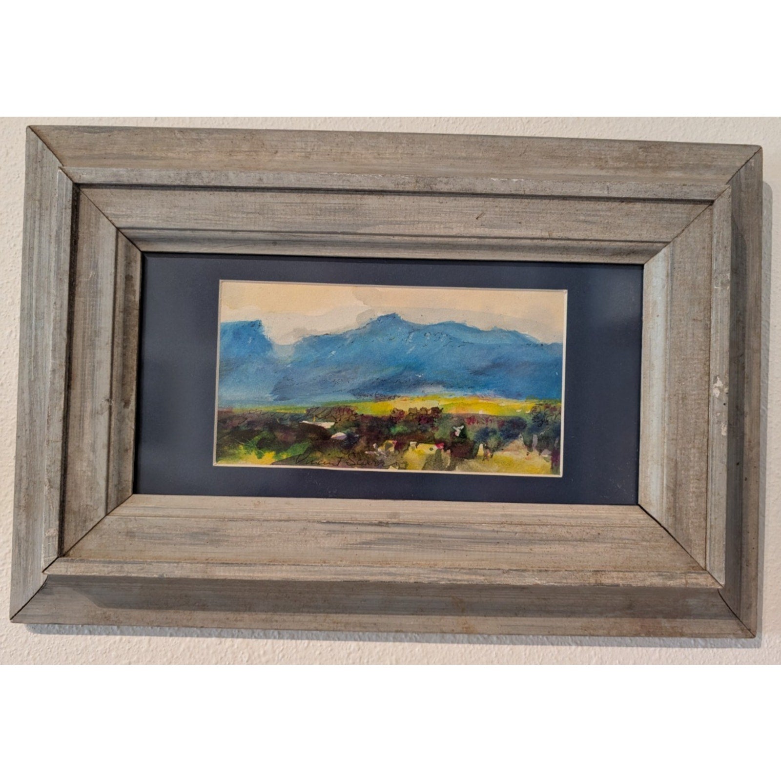 Vincent Scurr Mixed Media Watercolor Landscape Painting Framed