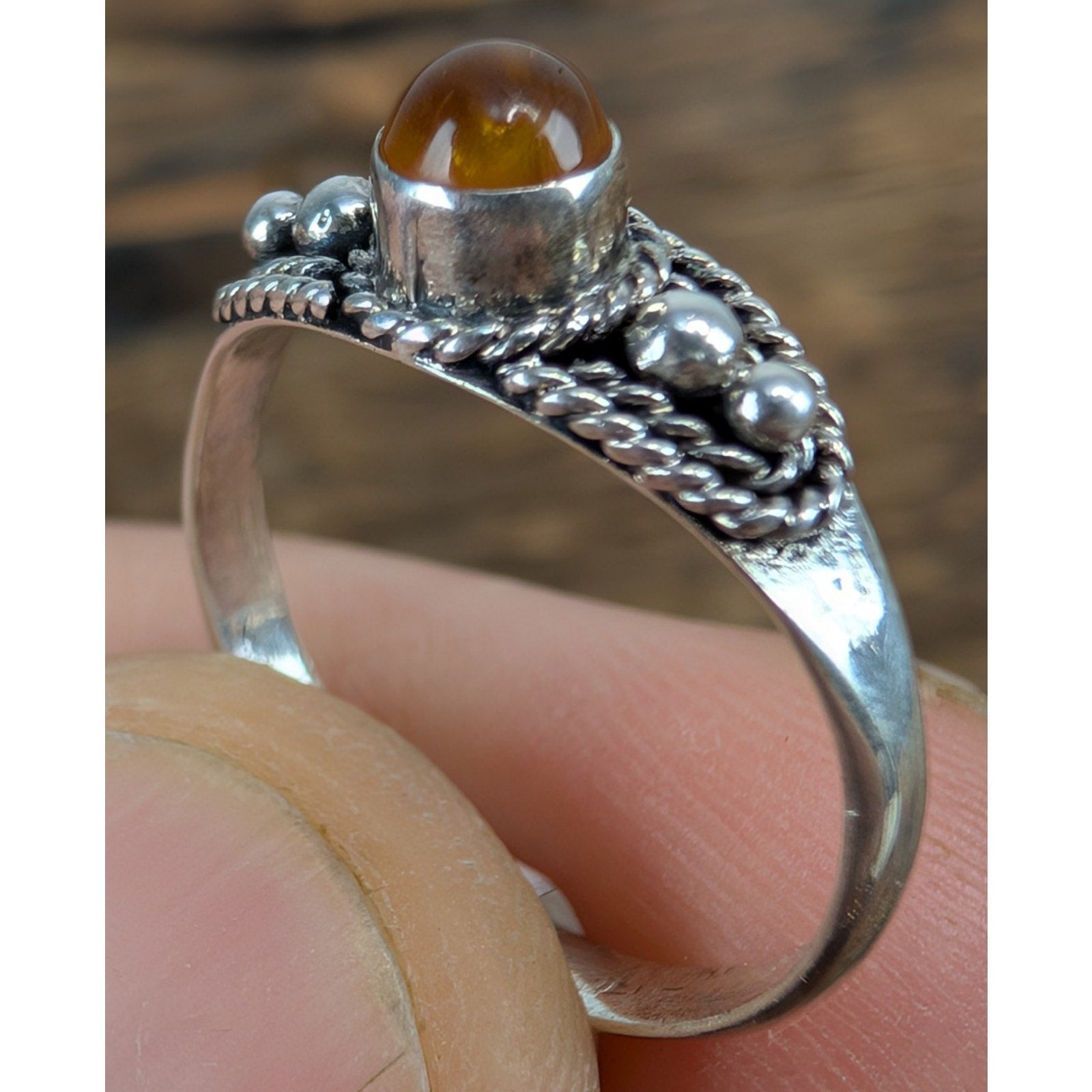 Vintage Nepal GARNET Sterling Silver 925 Ring Size 5 1/4