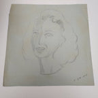 1945 Pair of PinUp Charcoal Pencil Sketches Female Figure Portrait Gold Frame