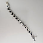 Vintage 7 1/2" Black Onyx Oval Link Bracelet in Sterling Silver 925